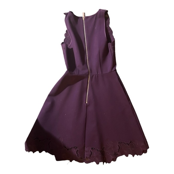 TED BAKER EMMONA EMBROIDERED SKATER DRESS IN BURGUNDY• Size M - Picture 4 of 6